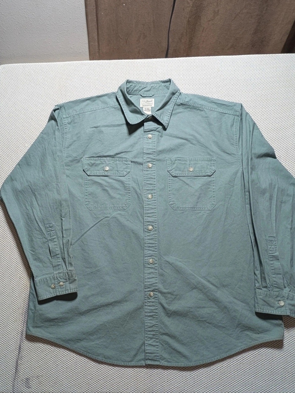 L.L. Bean Sage Green Long-Sleeve Button-Down Shirt